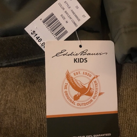 Eddie Bauer- Bayleaf puffer jacket with faux fur removable hood combo-Kids M NWT - Picture 8 of 8